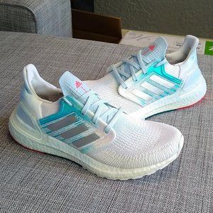 Adidas Ultraboost 20 White Blue Sz 7 NEW!